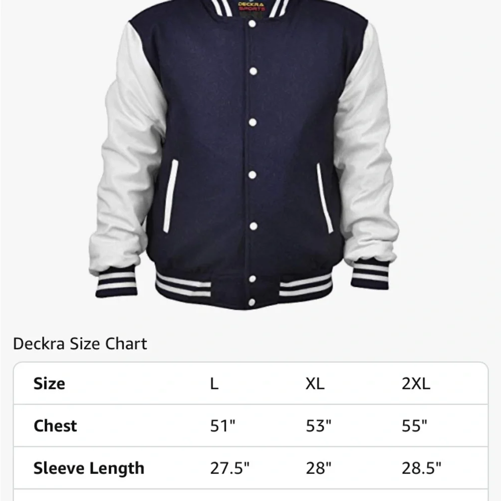 Men's Varsity Jacket Genuine Leather Sleeve & Wool Blend Letterman jacket - Picture 6 of 6